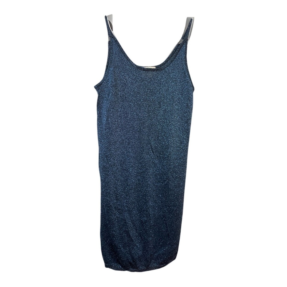 Next Knitwear Collection Navy Blue Metallic Sparkle Tank Mini Dress Large M71557